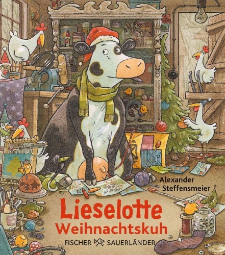 Buchcover und Innenansicht für das Buch: Lieselotte Weihnachtskuh Mini