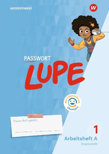 Buchcover und Innenansicht für das Buch: PASSWORT LUPE - Fibel. Arbeitshefte A und B DS mit interaktiven Übungen