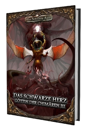 Buchcover und Innenansicht für das Buch: DSA5 - Das Schwarze Herz - Göttin der Chimären III