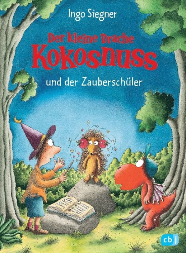 Buchcover und Innenansicht für das Buch: Der kleine Drache Kokosnuss und der Zauberschüler