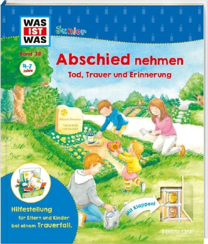 Buchcover und Innenansicht für das Buch: WAS IST WAS Junior Band 38 Abschied nehmen - Tod, Trauer und Erinnerung