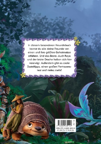 Buchcover und Innenansicht für das Buch: Disney Raya und der letzte Drache: Freundebuch