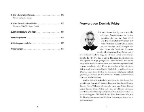Buchcover und Innenansicht für das Buch: Bitcoin macht Politik