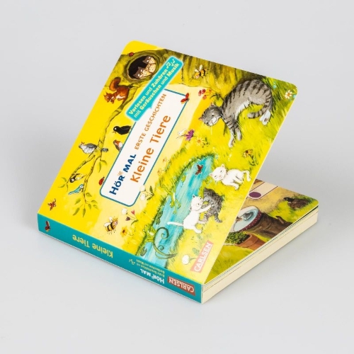 Buchcover und Innenansicht für das Buch: Hör mal (Soundbuch): Erste Geschichten: Kleine Tiere
