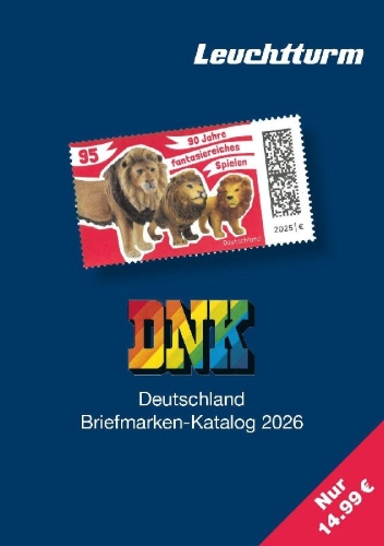 Buchcover und Innenansicht für das Buch: DNK 2026 - Deutscher Briefmarkenkatalog 2026