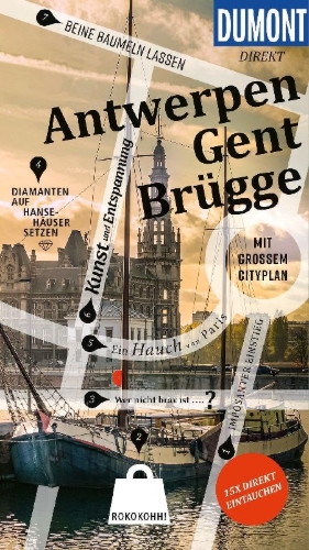 Buchcover und Innenansicht für das Buch: DUMONT direkt Reiseführer Antwerpen, Gent, Brügge