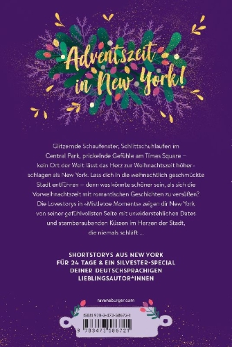 Buchcover und Innenansicht für das Buch: Mistletoe Moments. Ein Adventskalender. Lovestorys für 24 Tage plus Silvester-Special