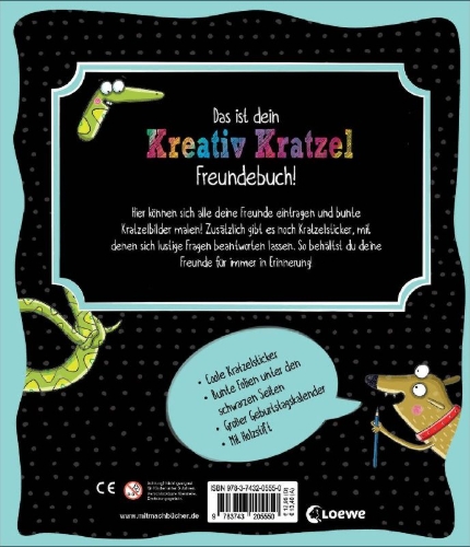Buchcover und Innenansicht für das Buch: Mein Kreativ-Kratzel Freundebuch