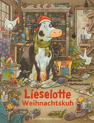 Buchcover und Innenansicht für das Buch: Lieselotte Weihnachtskuh