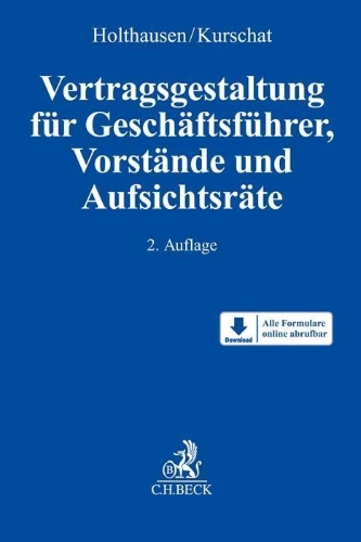 Buchcover und Innenansicht für das Buch: Vertragsgestaltung Geschäftsführer, Vorstände, Aufsichtsräte