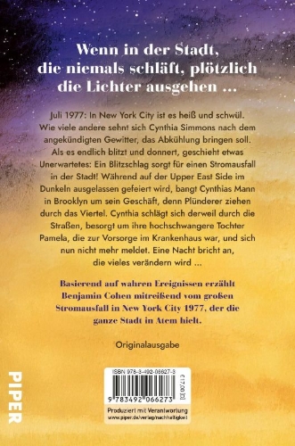 Buchcover und Innenansicht für das Buch: Und New York blieb dunkel