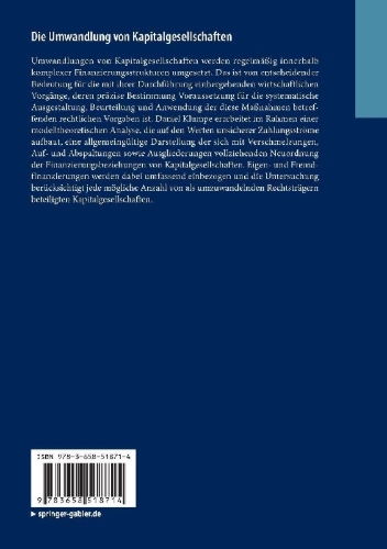 Buchcover und Innenansicht für das Buch: Die Umwandlung von Kapitalgesellschaften