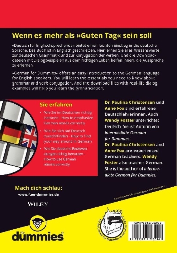Buchcover und Innenansicht für das Buch: Deutsch für Englischsprechende für Dummies