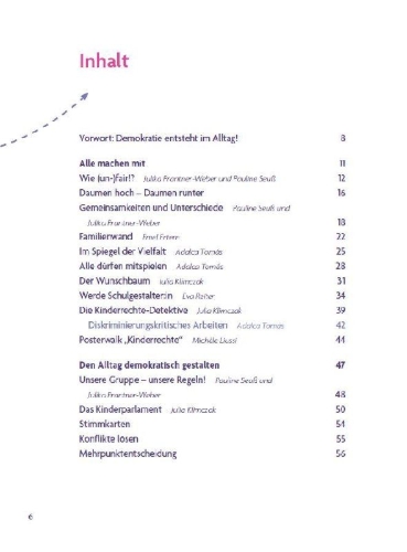 Buchcover und Innenansicht für das Buch: Kinder stärken für demokratische Werte