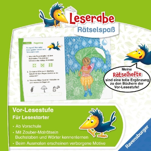 Buchcover und Innenansicht für das Buch: Leserabe Rätselspaß - Zauber-Malrätsel zum Lesenlernen: Feen (Vor-Lesestufe)