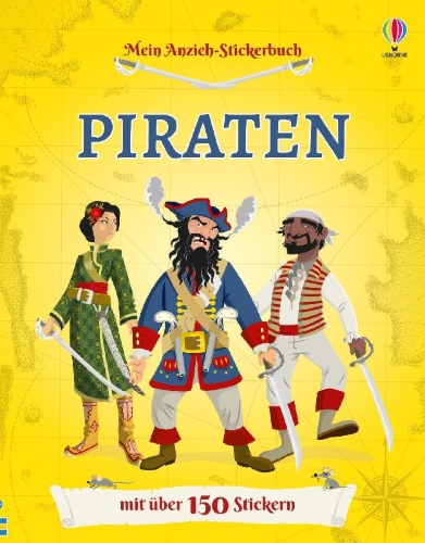 Buchcover und Innenansicht für das Buch: Mein Anzieh-Stickerbuch: Piraten