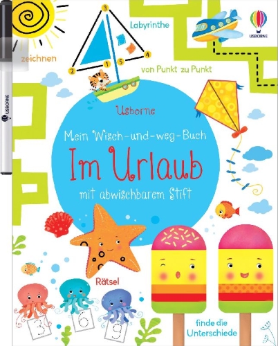 Buchcover und Innenansicht für das Buch: Mein Wisch-und-weg-Buch: Im Urlaub