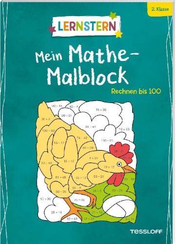 Buchcover und Innenansicht für das Buch: LERNSTERN. Mein Mathe-Malblock. Rechnen bis 100