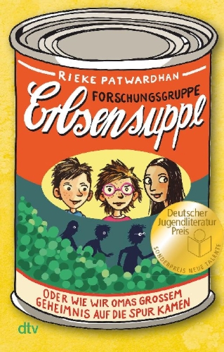 Buchcover und Innenansicht für das Buch: Forschungsgruppe Erbsensuppe - oder wie wir Omas großem Geheimnis auf die Spur kamen