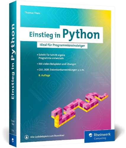 Buchcover und Innenansicht für das Buch: Einstieg in Python