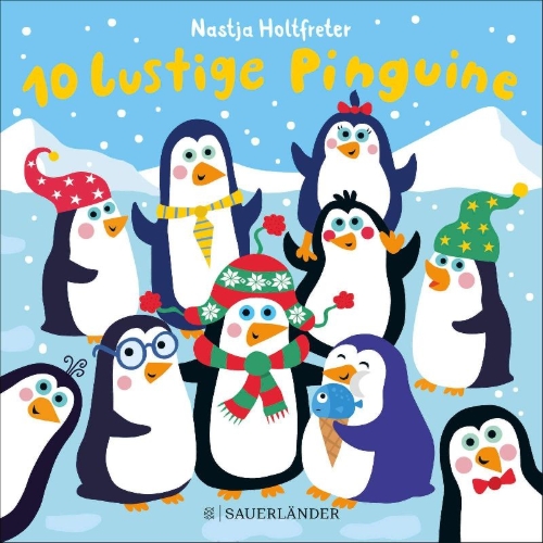 Buchcover und Innenansicht für das Buch: 10 lustige Pinguine
