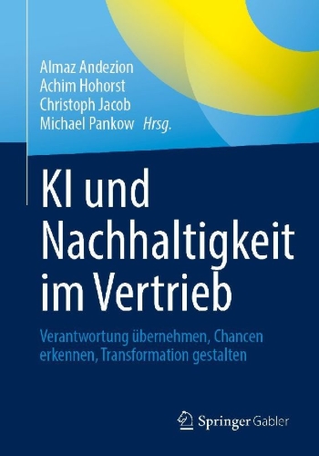 Buchcover und Innenansicht für das Buch: KI und Nachhaltigkeit im Vertrieb