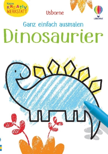 Buchcover und Innenansicht für das Buch: Kleine Kreativ-Werkstatt - Ganz einfach ausmalen: Dinosaurier