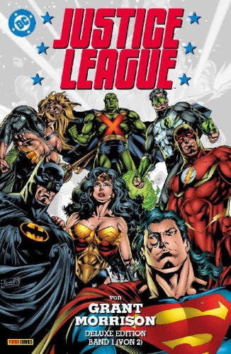 Buchcover und Innenansicht für das Buch: JLA #1-#17, #22-#23, JLA: Secret Files and Origins #1, New Year's Evil: Prometheus, JLA/ WILDC.A.T.S, Jla: Earth 2, Secret Origins #46