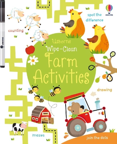 Buchcover und Innenansicht für das Buch: Wipe-Clean Farm Activities