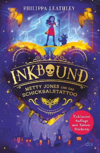 Buchcover und Innenansicht für das Buch: Inkbound. Meticulous Jones and the Skull Tattoo