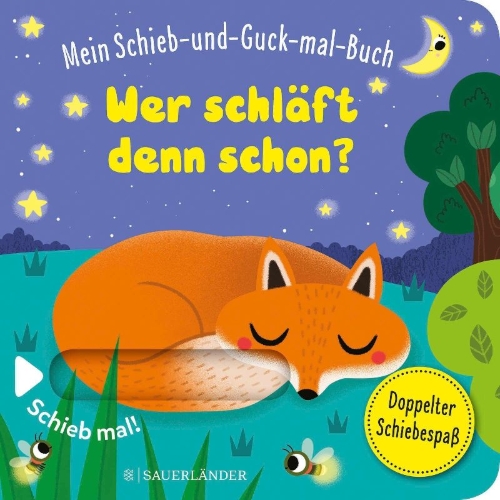 Buchcover und Innenansicht für das Buch: Mein Schieb & Guck-mal-Buch: Wer schläft denn schon?