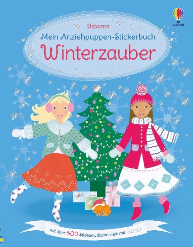 Buchcover und Innenansicht für das Buch: Mein Anziehpuppen-Stickerbuch: Winterzauber