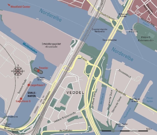 Buchcover und Innenansicht für das Buch: Tatort Hafen - Der Tote von Lagerhaus F