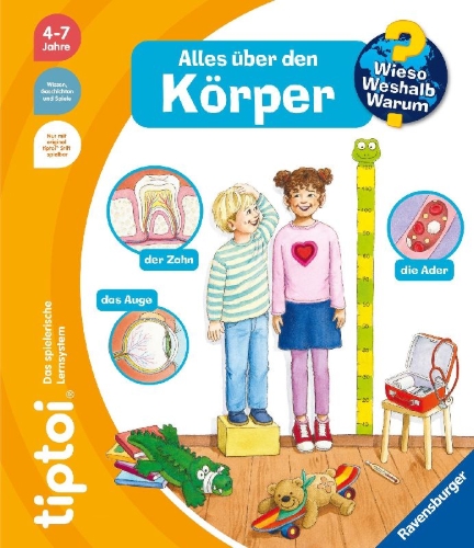 Buchcover und Innenansicht für das Buch: tiptoi® Wieso? Weshalb? Warum? Alles über den Körper