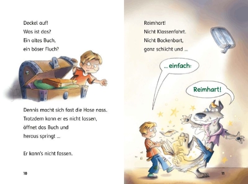 Buchcover und Innenansicht für das Buch: Reimhart Reimwolf - Dicke Luft in der Schlampir-Gruft
