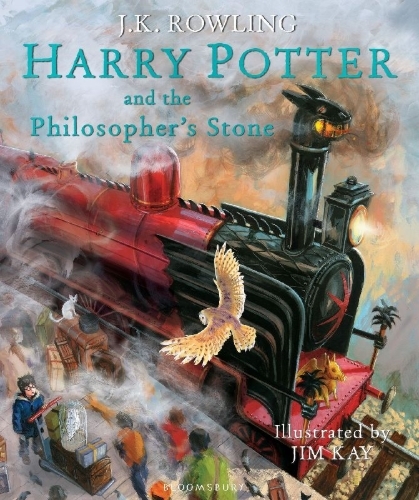 Buchcover und Innenansicht für das Buch: Harry Potter and the Philosopher's Stone. Illustrated Edition