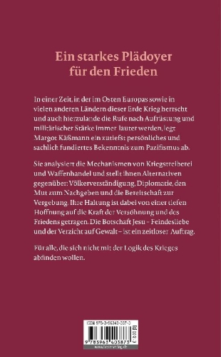 Buchcover und Innenansicht für das Buch: Warum ich Pazifistin bleibe