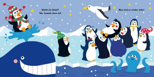 Buchcover und Innenansicht für das Buch: 10 lustige Pinguine