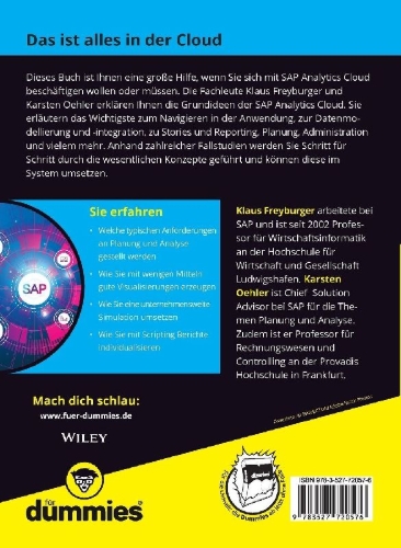 Buchcover und Innenansicht für das Buch: SAP Analytics Cloud für Dummies