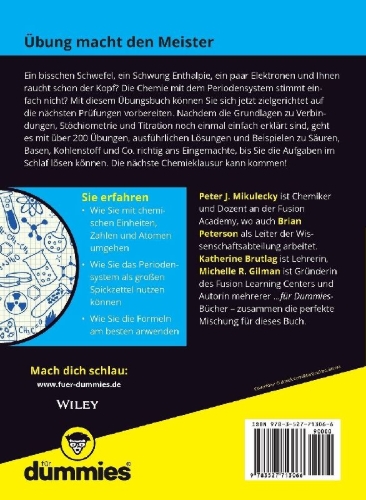 Buchcover und Innenansicht für das Buch: Übungsbuch Chemie für Dummies