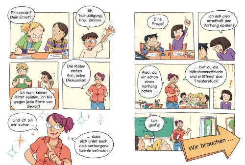 Buchcover und Innenansicht für das Buch: Erstleser Kindercomic: Ein Drache macht Theater