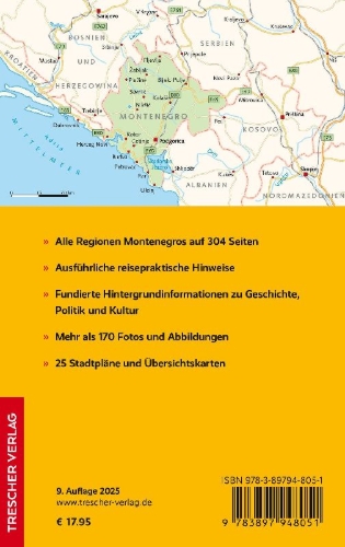 Buchcover und Innenansicht für das Buch: TRESCHER Reiseführer Montenegro