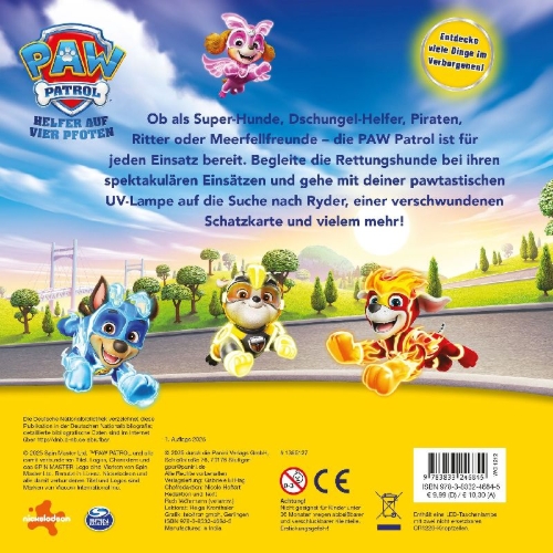 Buchcover und Innenansicht für das Buch: PAW Patrol: Auf großer Mission mit der PAW Patrol