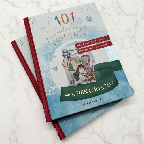 Buchcover und Innenansicht für das Buch: 101 Marmeladenglas-Momente zur Weihnachtszeit