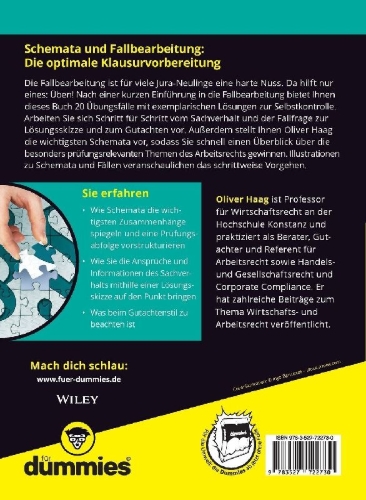 Buchcover und Innenansicht für das Buch: Arbeitsrecht Fälle und Schemata für Dummies