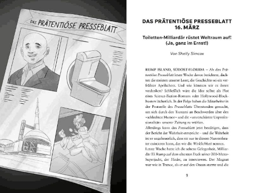 Buchcover und Innenansicht für das Buch: Roswell Johnson Saves the World!