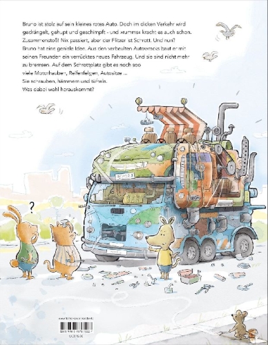 Buchcover und Innenansicht für das Buch: Die unglaubliche Geschichte vom verrücktesten, riesigsten Mitmachmobil der Welt