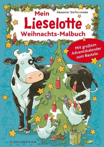 Buchcover und Innenansicht für das Buch: Mein Lieselotte Weihnachts-Malbuch