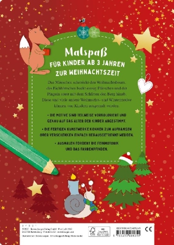 Buchcover und Innenansicht für das Buch: Mein erstes Weihnachts-Malbuch
