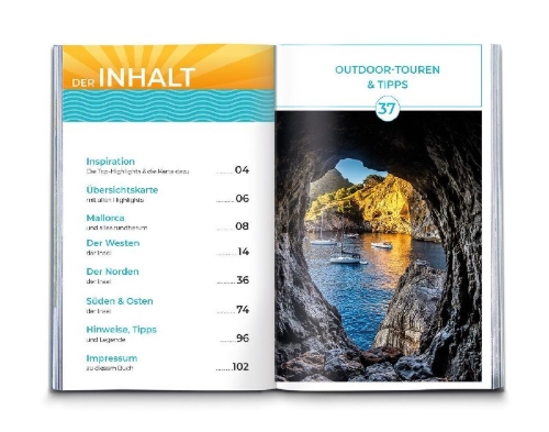Buchcover und Innenansicht für das Buch: KOMPASS Inspiration Mallorca